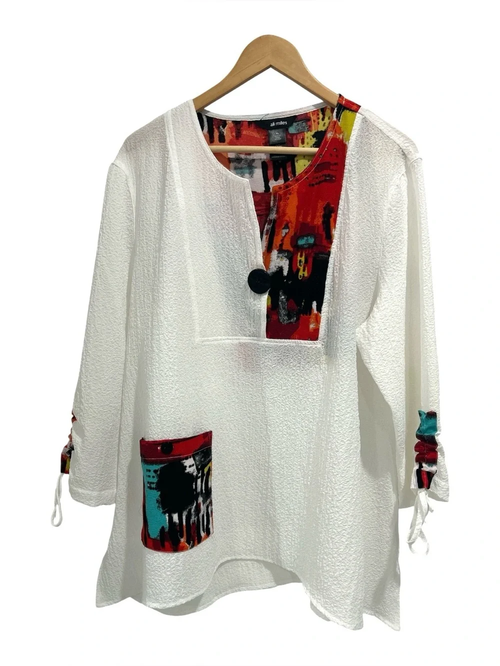 Ali Miles Abstract Art Print Gauzy Lagenlook Tunic Top - Size XL - Picture 1 of 9